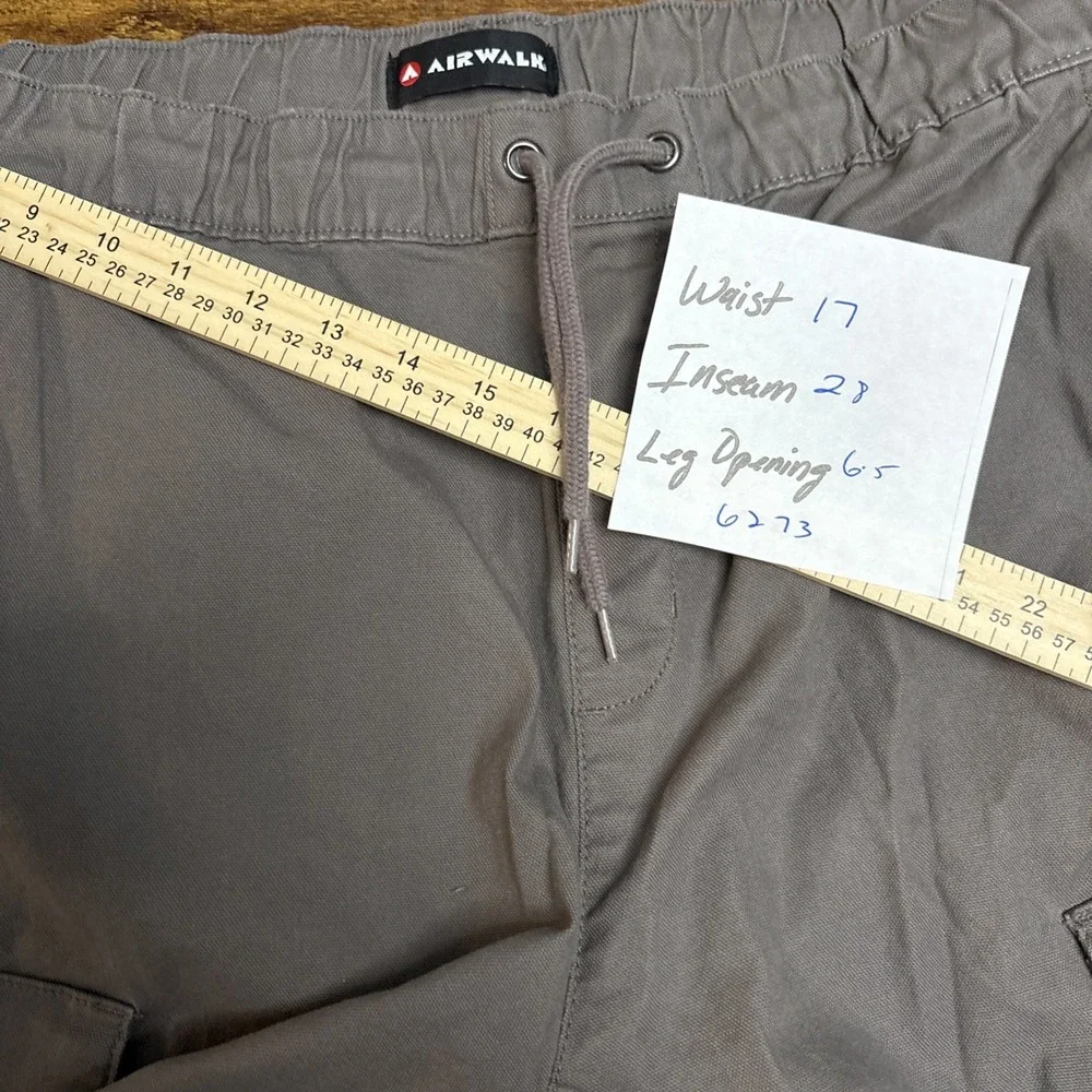 Airwalk Cargo Jogger Pants Mens Large Gray Cotton Blend Elastic Waist Utility